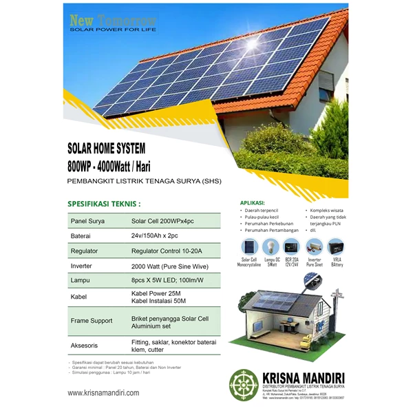 Panel Surya / Solar Panel PAKET SHS 800 wp